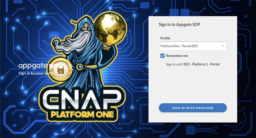 CNAP Appgate login screen