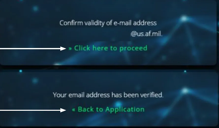 screenshot of P1 email validation confirmation message